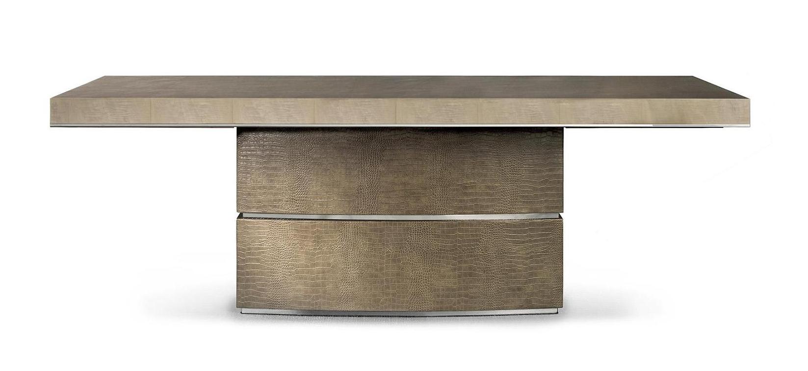 Table extensible en cuir et bois