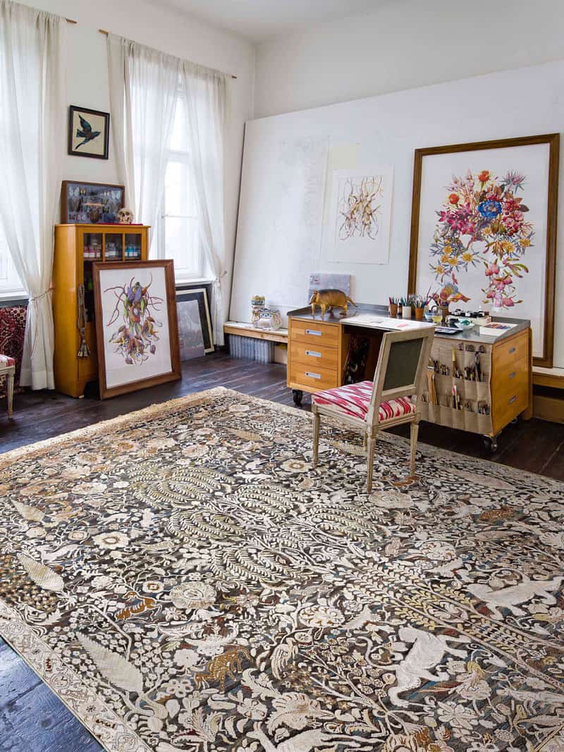 Goud grijs handgemaakt luxe vloerkleed