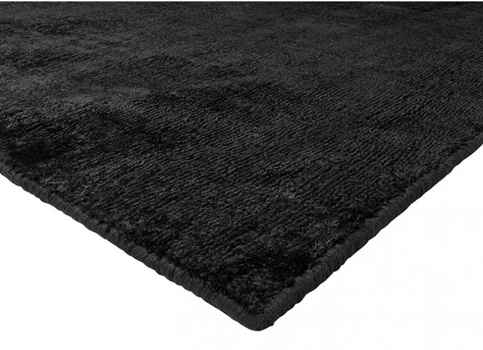 Tapis uni noir indien tissé main | Taille: 140 × 200 cm