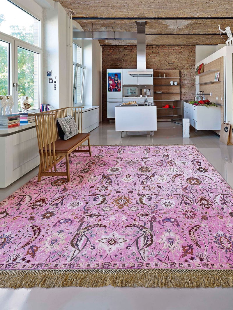 Tapis de luxe fait main Kerman rose