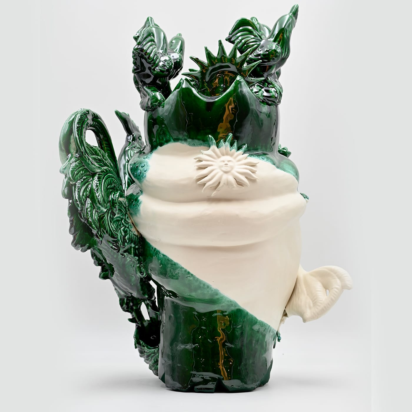 Groen & witte moorkop unieke sculptuur