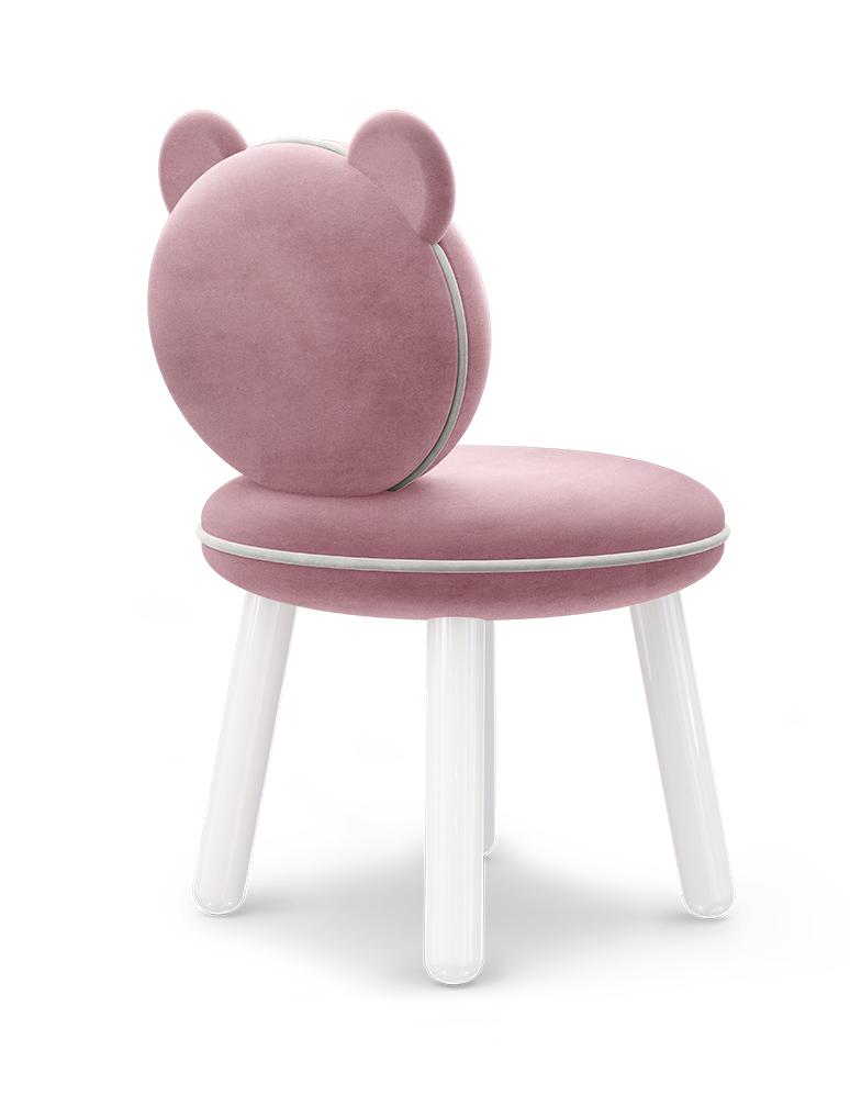 Chaise enfant Ours duveteux rose