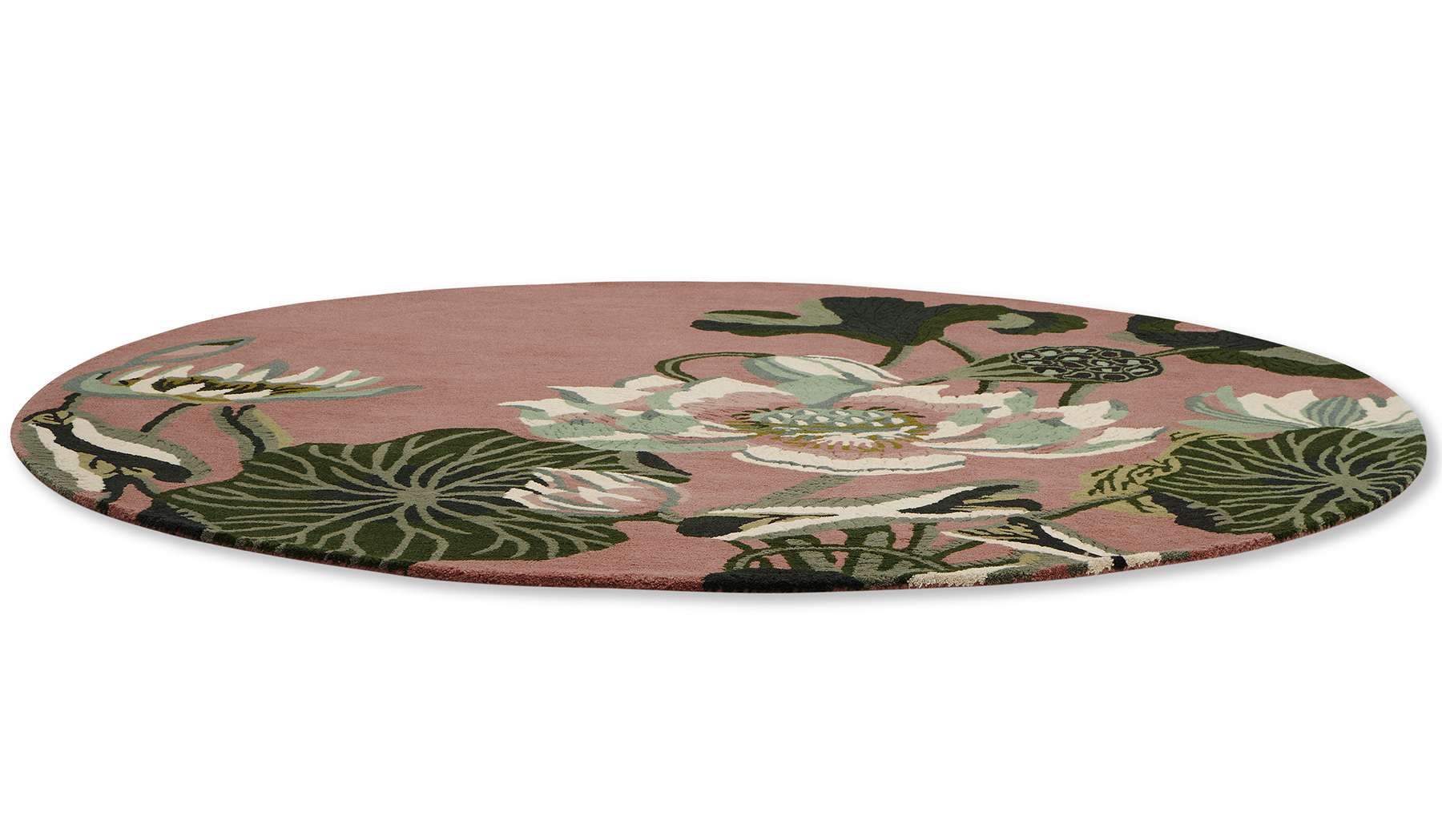 Waterlily stoffig roze rond vloerkleed | Maat: Ø 150 cm