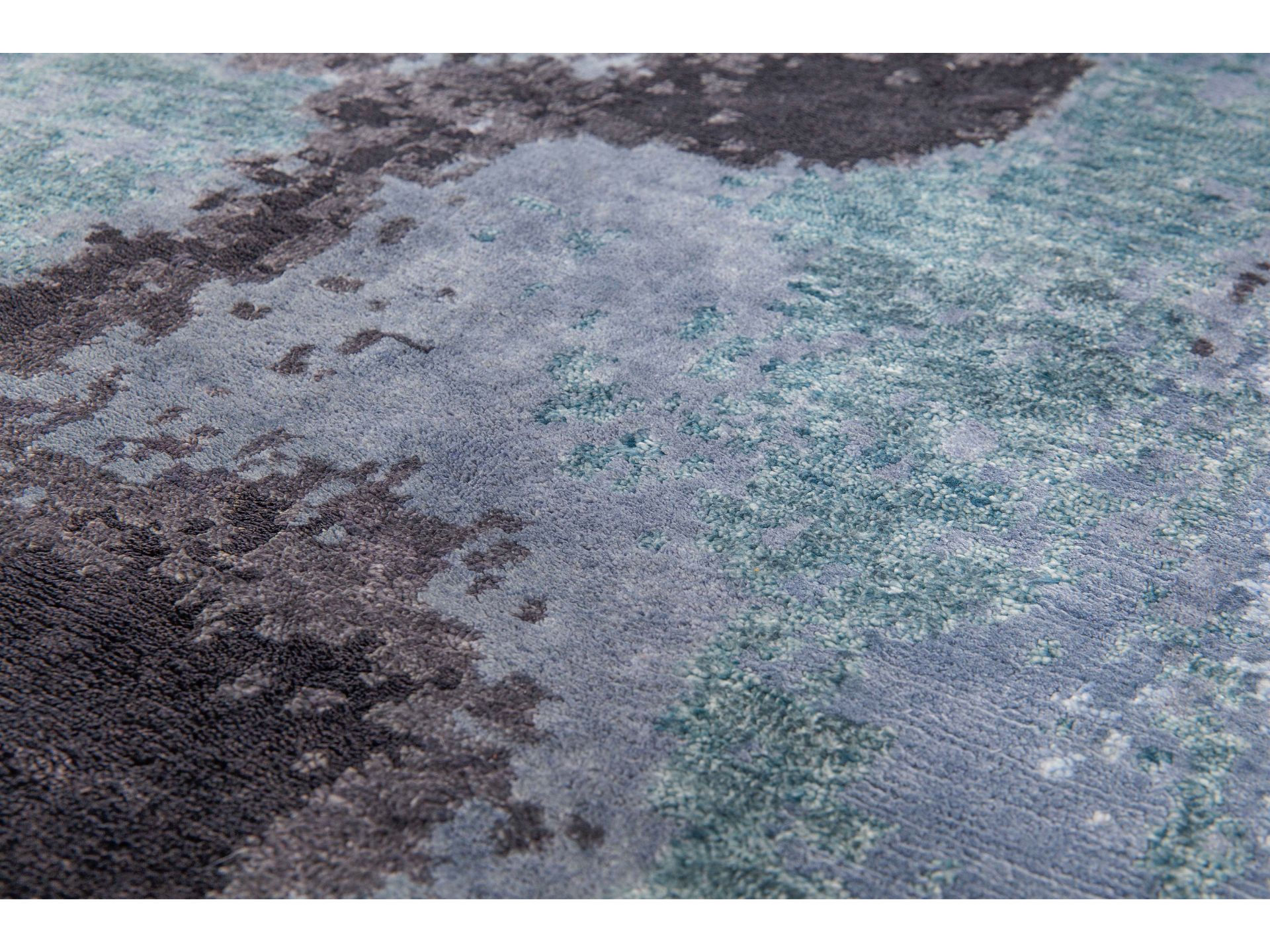 Hand-geknoopt abstract blauw vloerkleed
