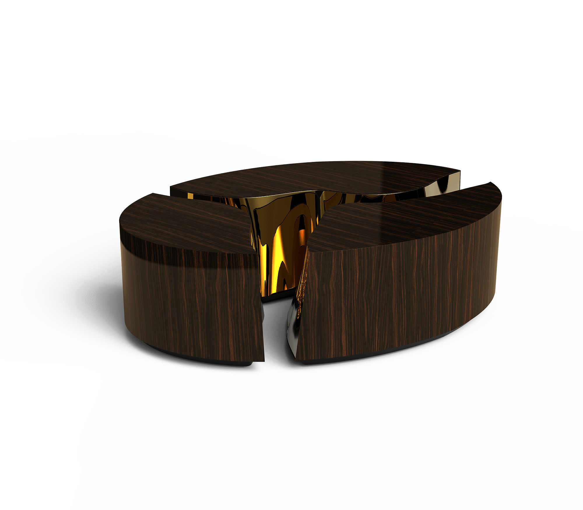Table basse ovale Fissure en ébène
