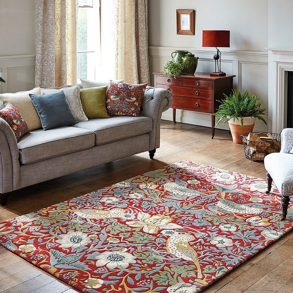 Tapis Strawberry Thief cramoisi | Taille: 200 × 280 cm