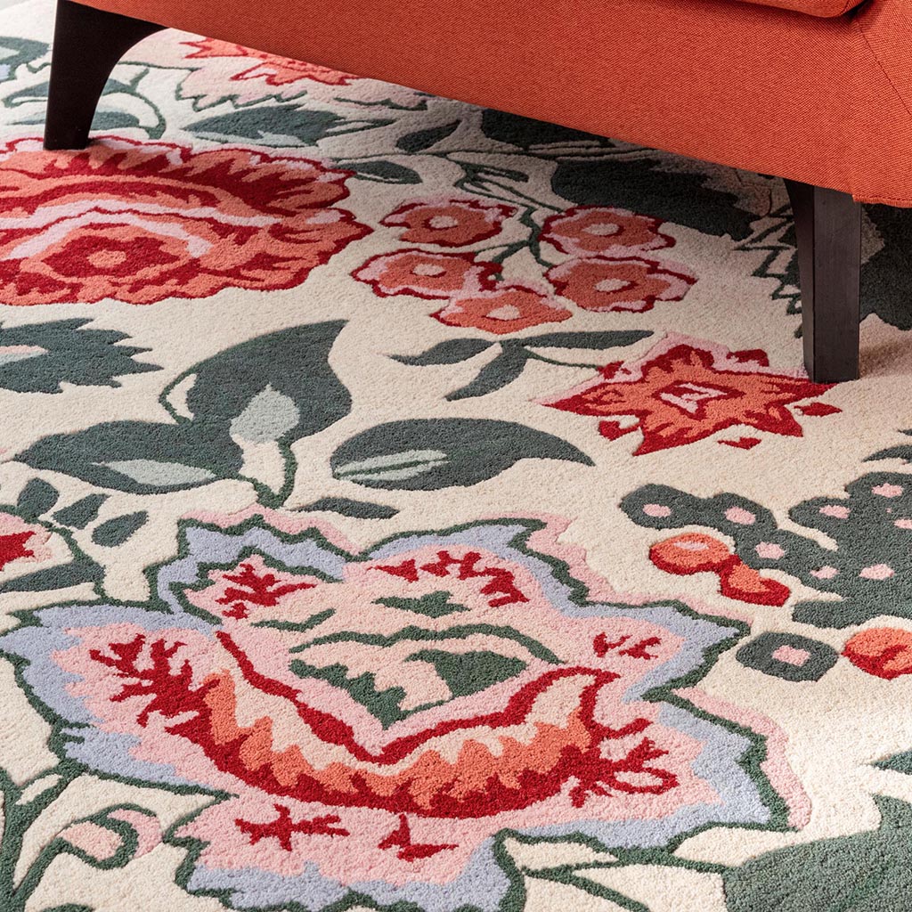 Wendling Floral klaprood vloerkleed