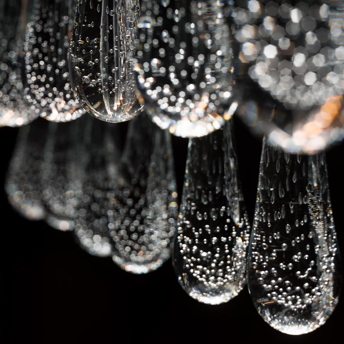 Lustre cascade en gouttes de verre de Murano