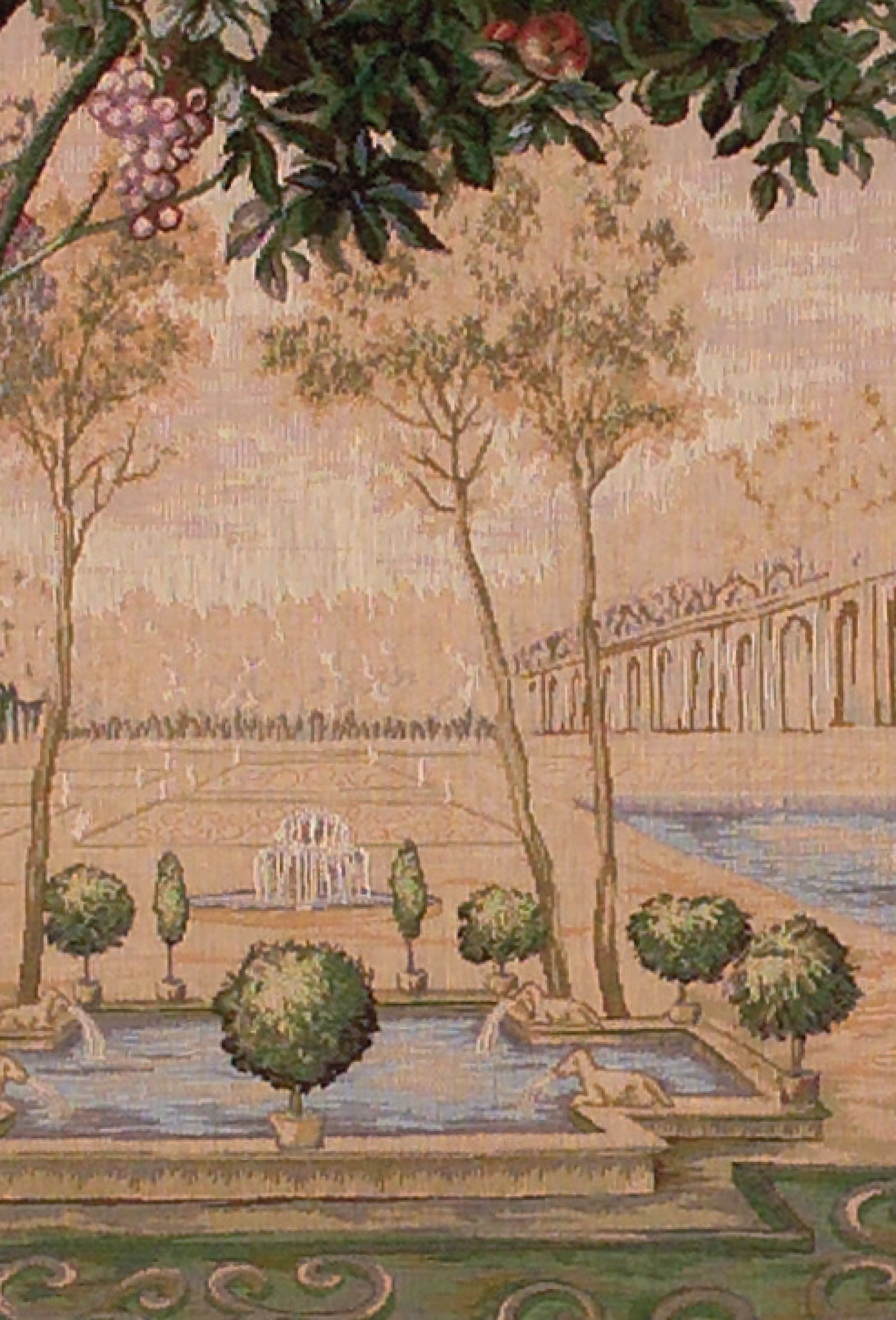 Tapisserie murale carrée Verdure fontaine