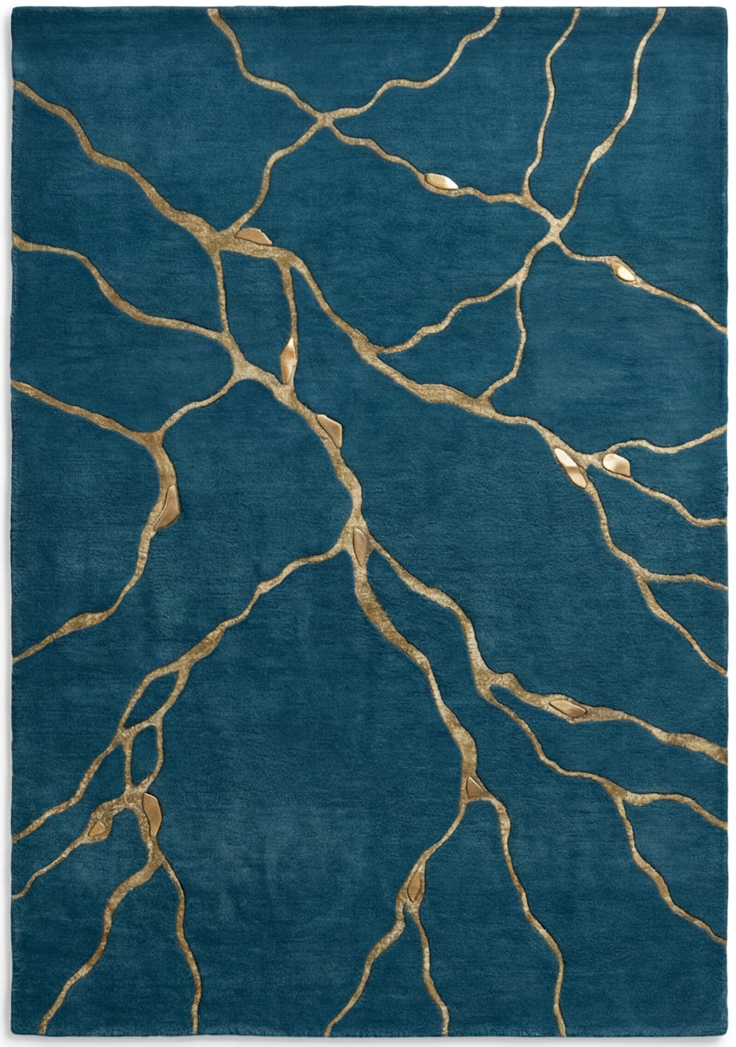 Golden Veins Blue vloerkleed