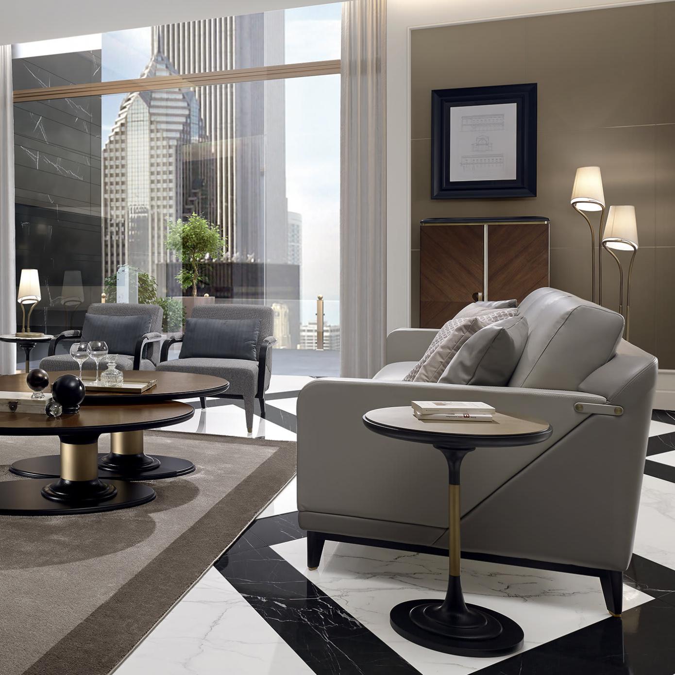 Bijzettafel met messing blad | Afmetingen: Ø 50 × H 60 cm