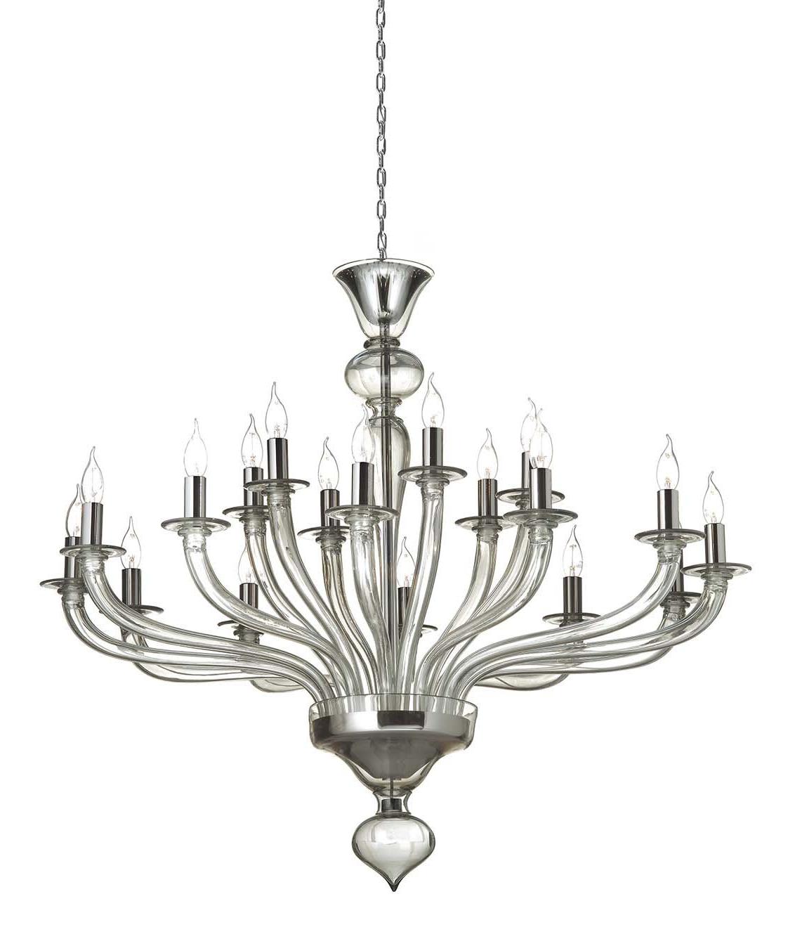 Lustre Murano acier gris 18 lumières