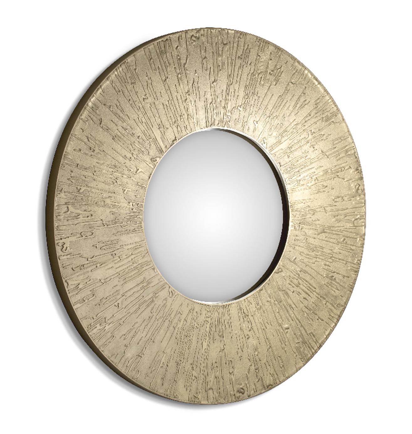 Ronde messing accent wandspiegel