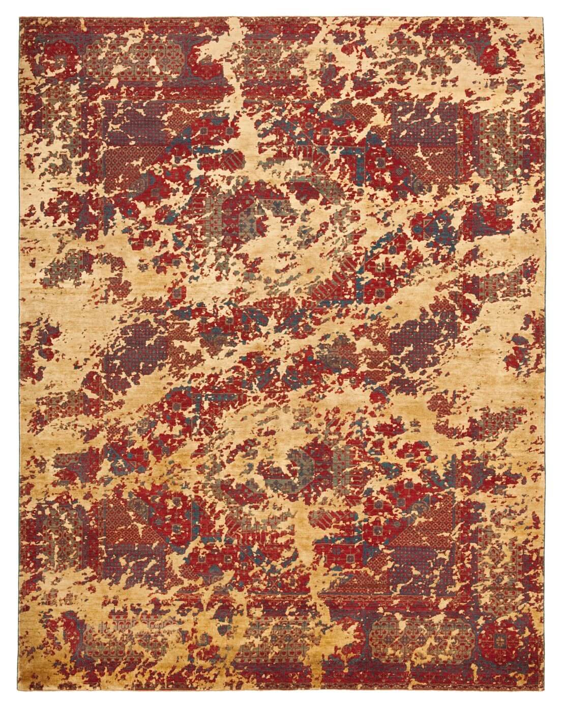 Mamluk Knightsbridge Double Sky rood goud zijden vloerkleed