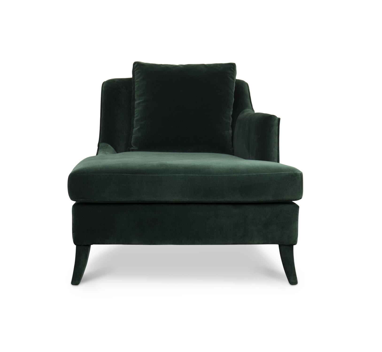 Chaise longue en velours peluche