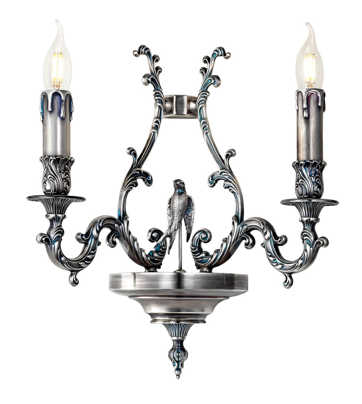 Bird blauw/zilver wandlamp met 2 lichtpunten