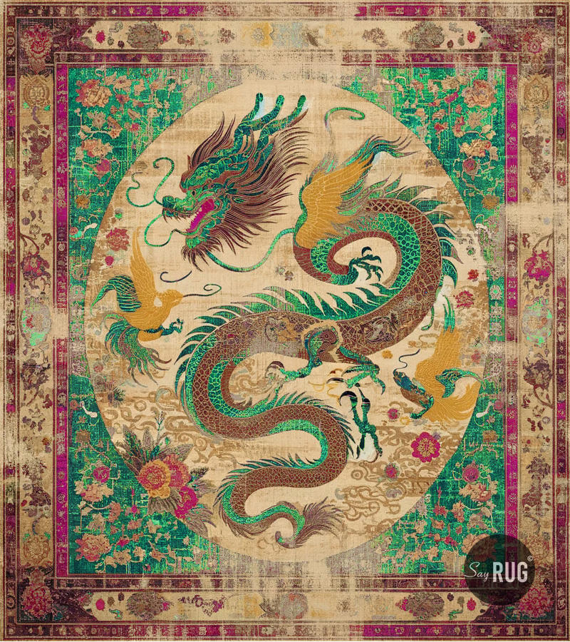 Samurai groen paars tapijt | Maat: 200 × 300 cm