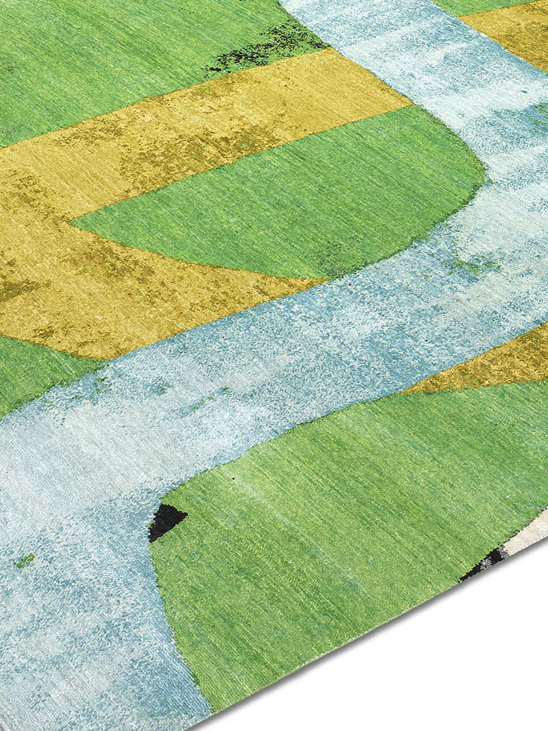 Tapis tissé main Original vert jaune