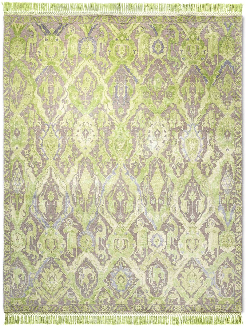 Tapis de luxe fait main KavaBagh vert