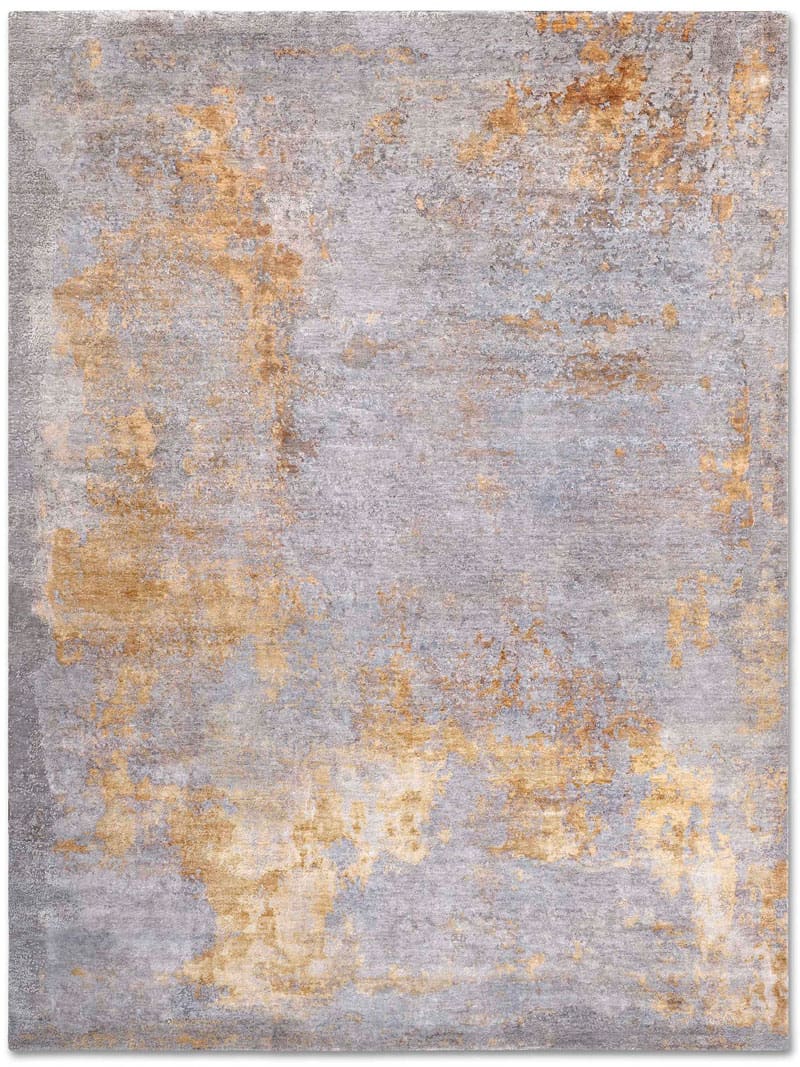 Tapis de luxe noué à la main Stereo gris et or