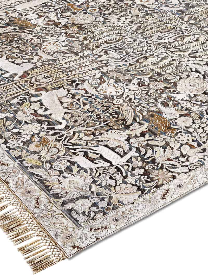 Goud grijs handgemaakt luxe vloerkleed