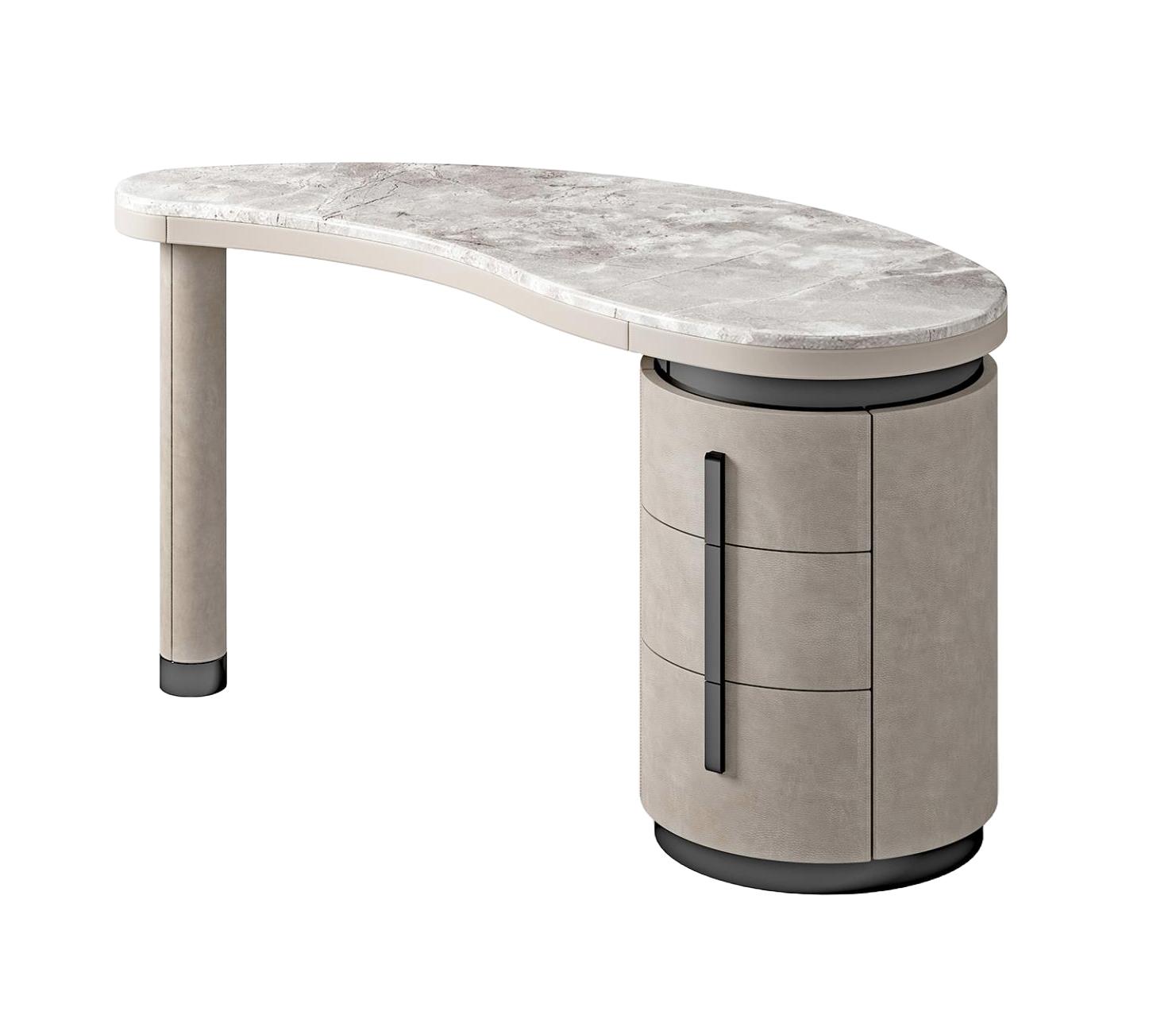 Marmer en leren kaptafel