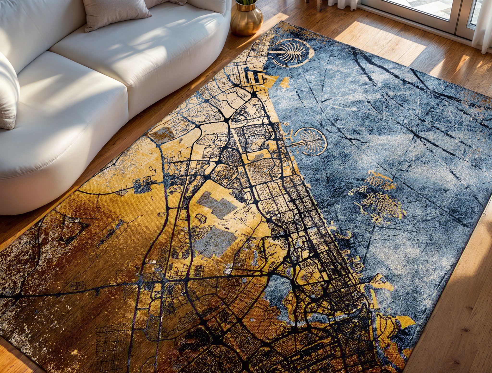 Gold Sea rond tapijt | Maat: 100 × 140 cm