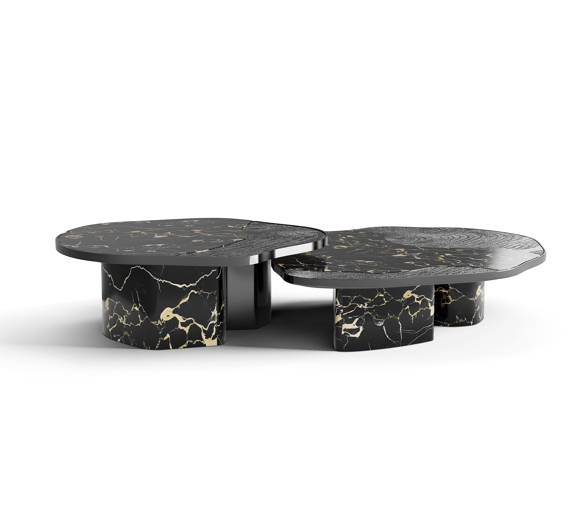 Ensemble de tables Athena marbre Portoro & onyx