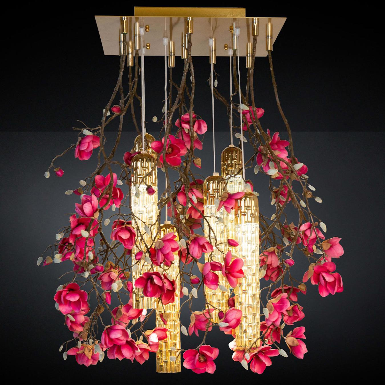 Lustre carré doré Magnolia