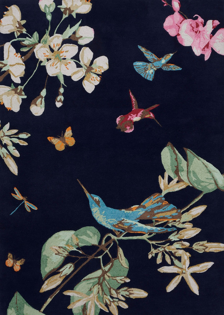 Hummingbird marineblauw tapijt | Maat: 120 × 180 cm