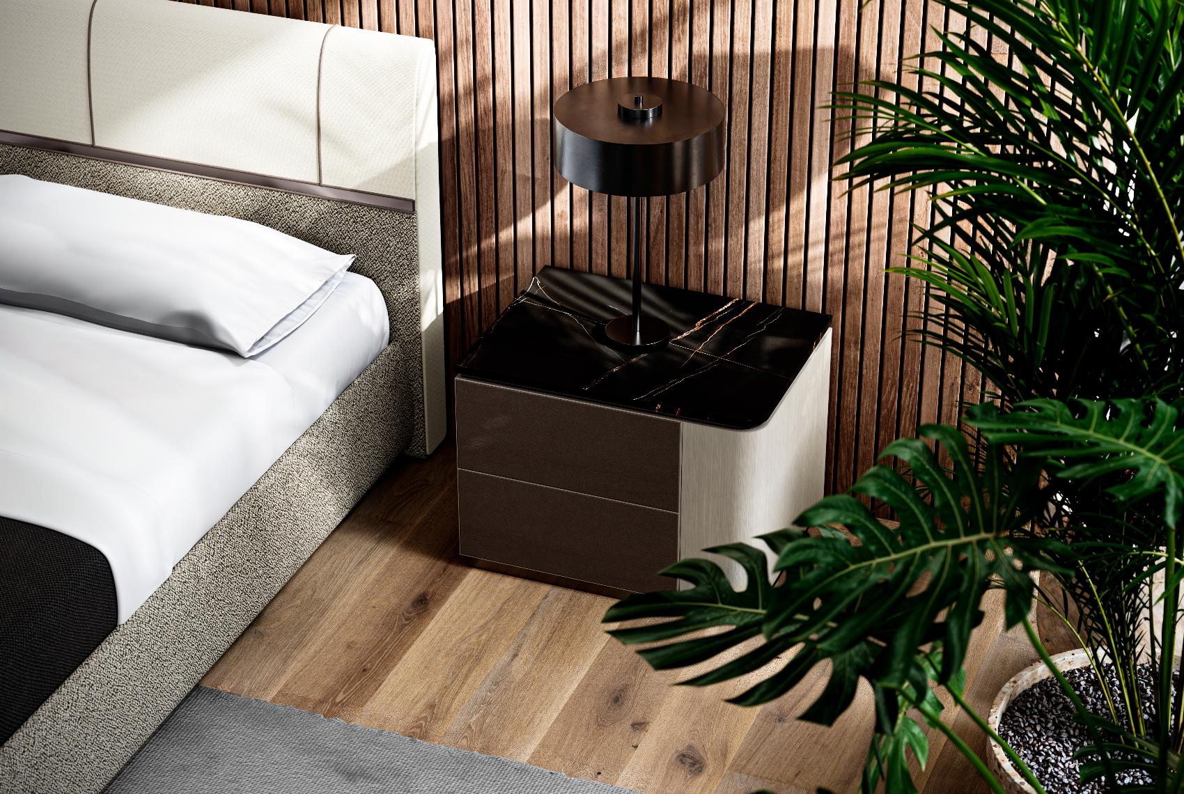 Table de chevet Theo avec plateau en marbre