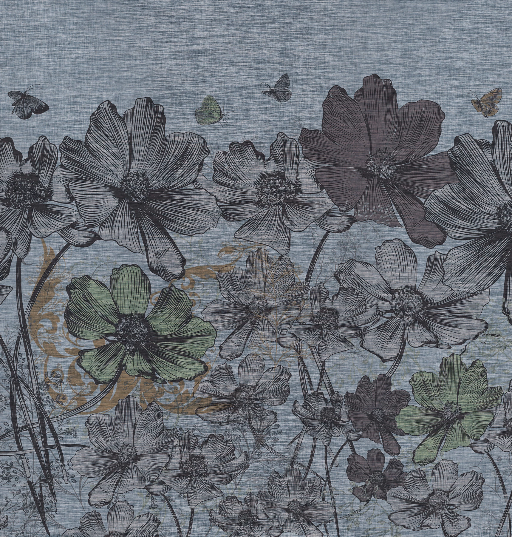 Jeans Flowers behang