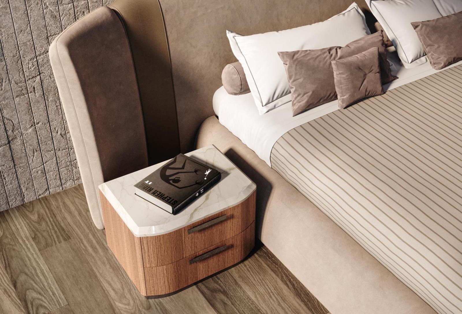 Table de chevet James avec plateau en marbre