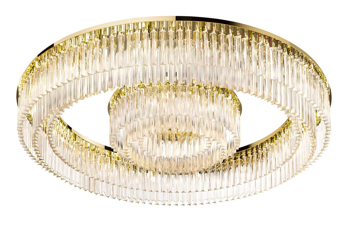 Lustre rond en or poli