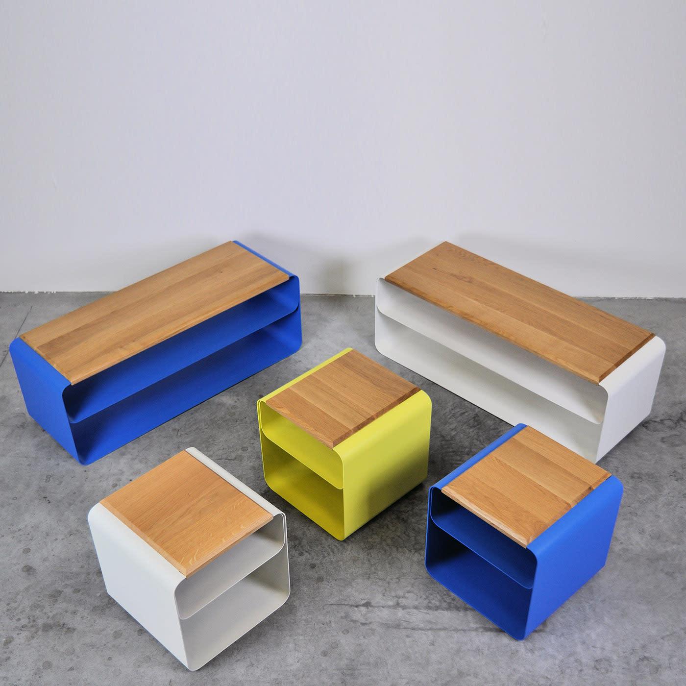 Minimalistische houten &amp; metalen kruk - 1