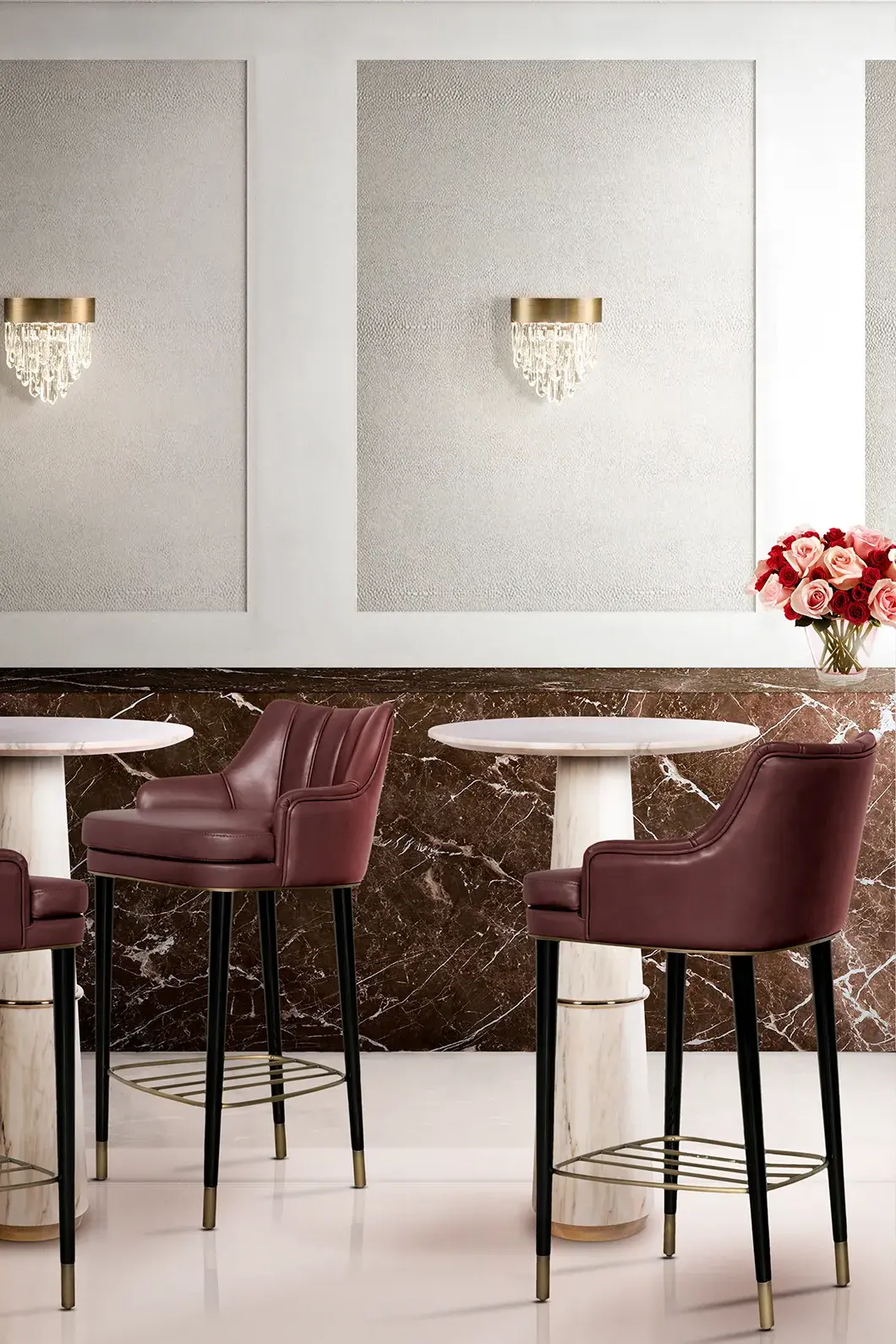 Tabouret de comptoir en velours - 1