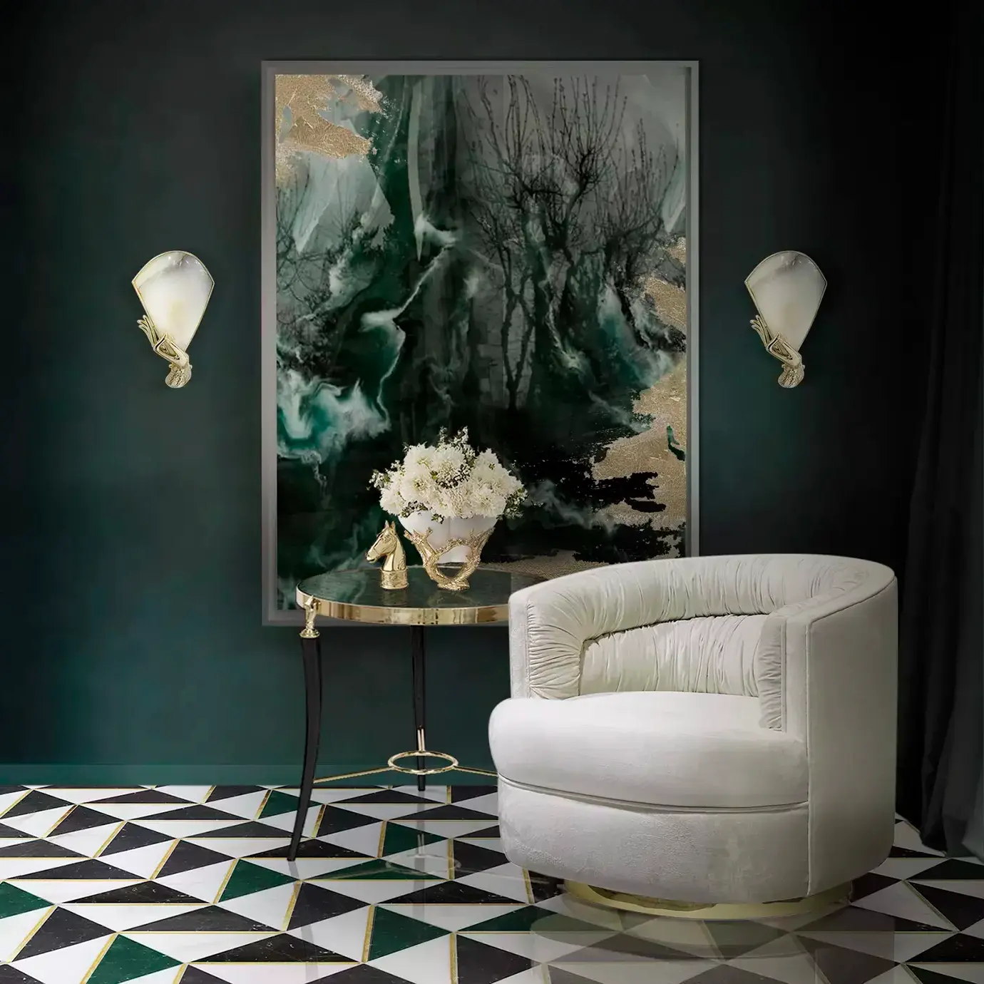 Table d’appoint Gisette plumes de paon