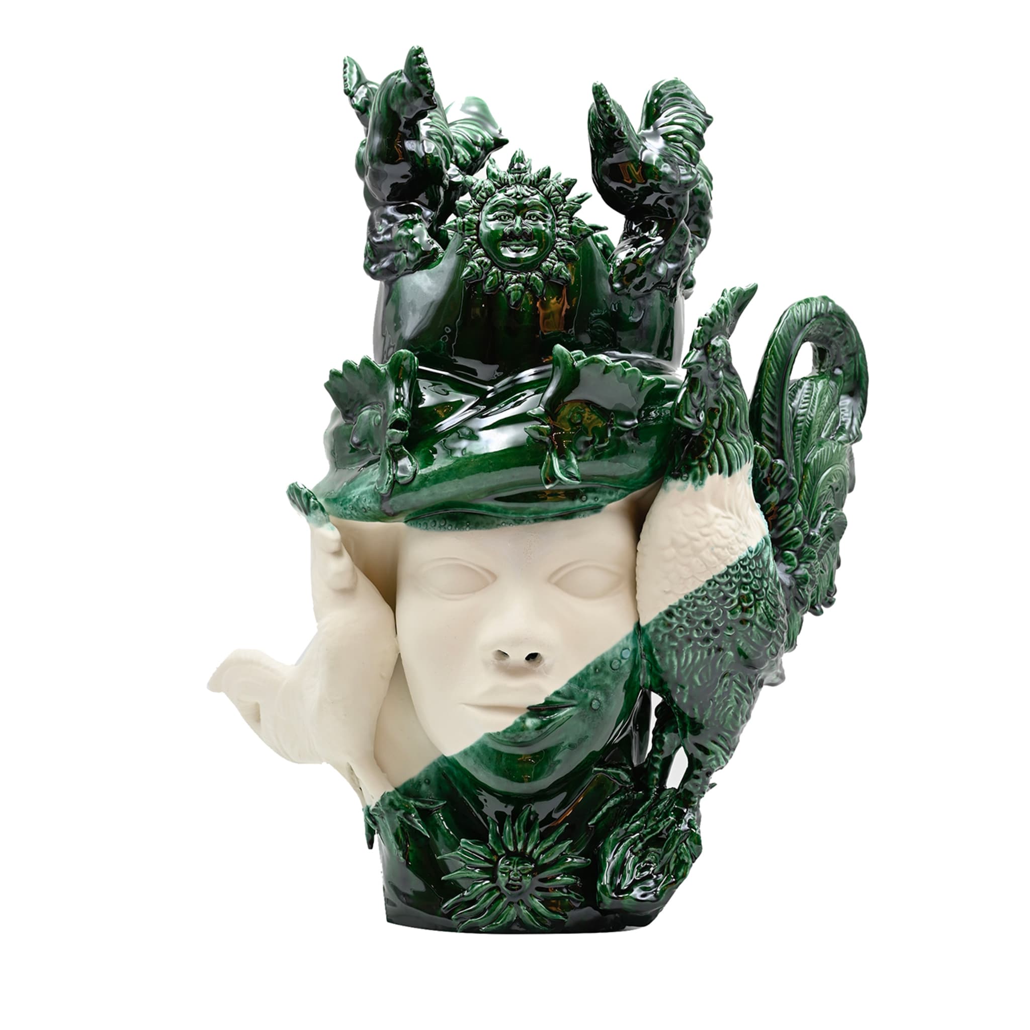 Groen & witte moorkop unieke sculptuur