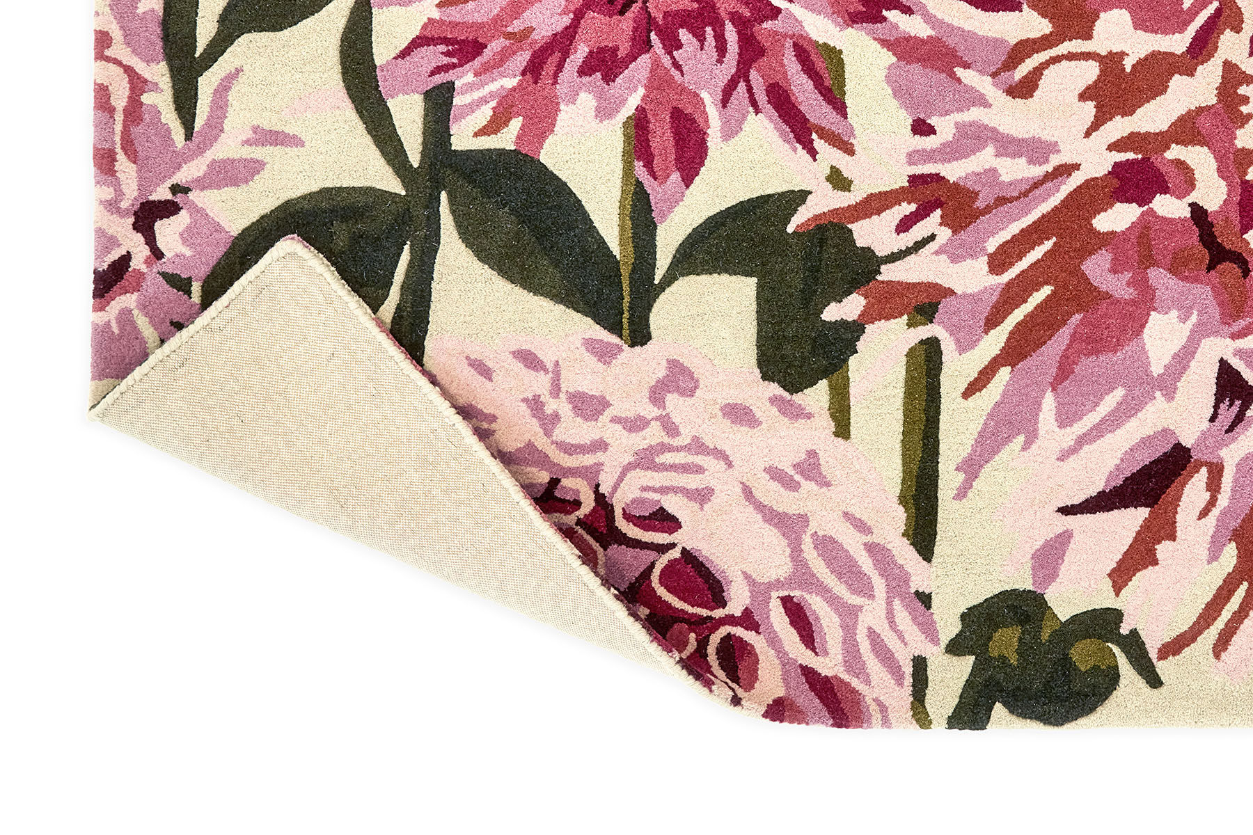Dahlia fuchsia/palm vloerkleed | Maat: 250 × 350 cm