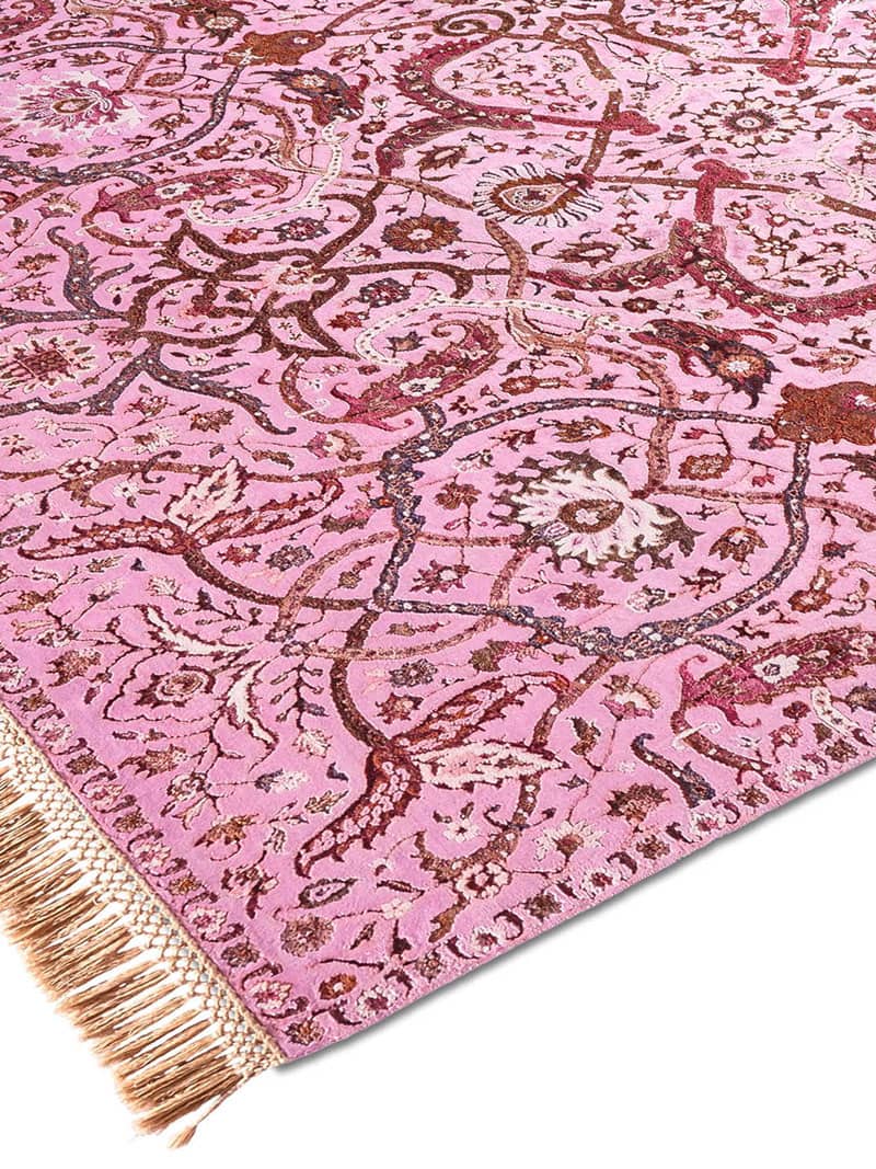Tapis de luxe noué à la main Heriz rose