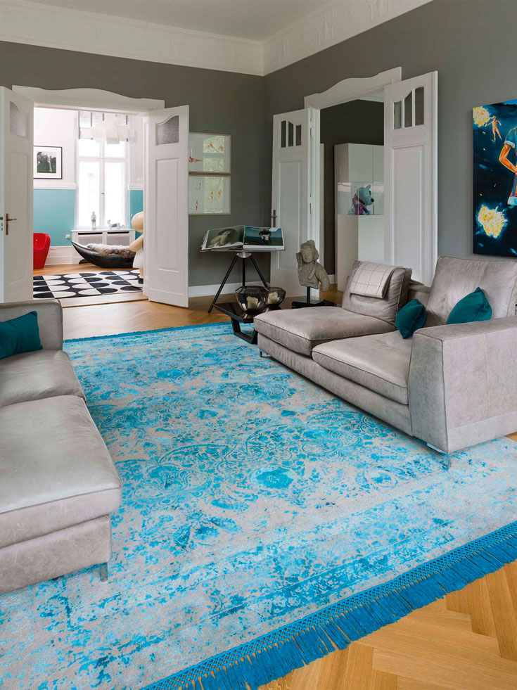 Electric Blue luxe vloerkleed