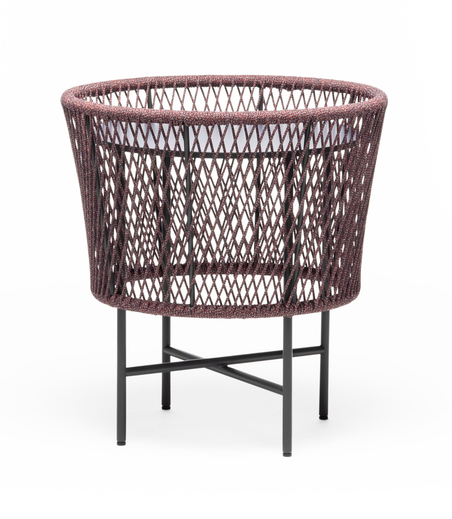 Table basse d'extérieur ronde Tamburo Bleue et Rouge