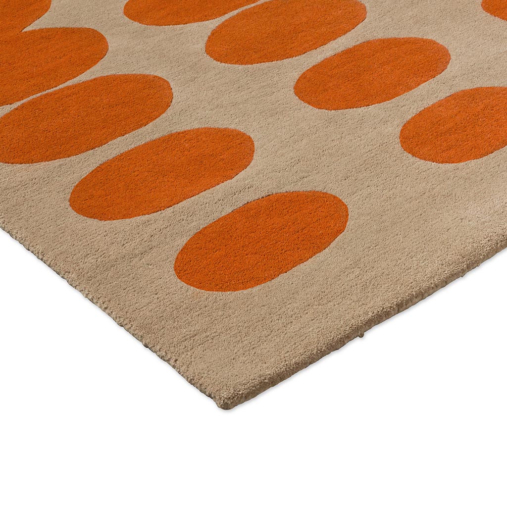 Optical Oval oranje zand designer vloerkleed