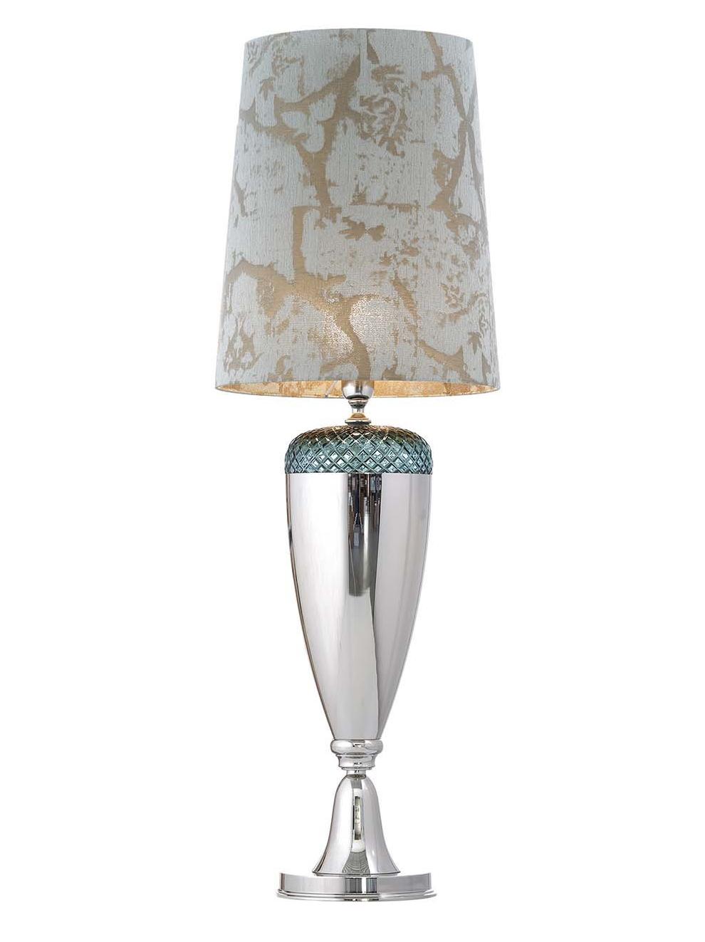 Lampe de table en cristal vert nickel poli