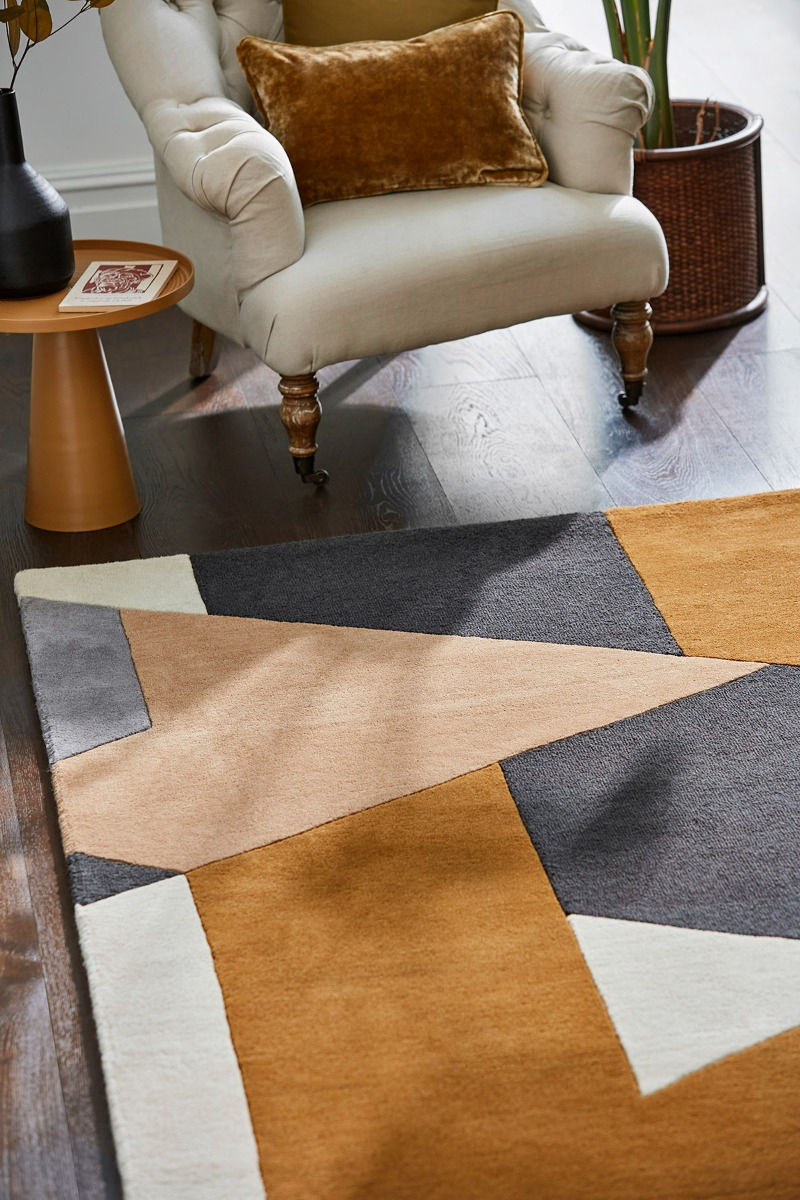 Popova karamel leisteen handgemaakt vloerkleed