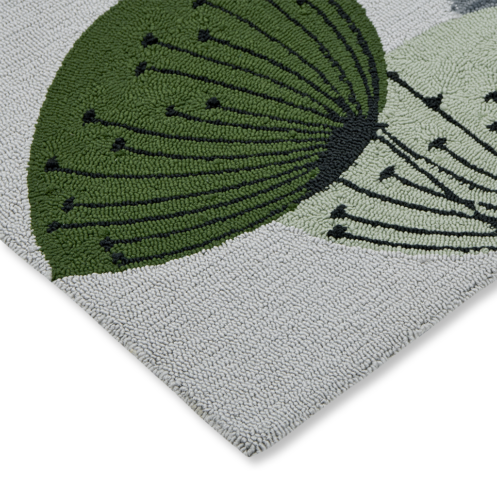 Dand. Clocks botanisch groen outdoor vloerkleed | Maat: 250 × 350 cm
