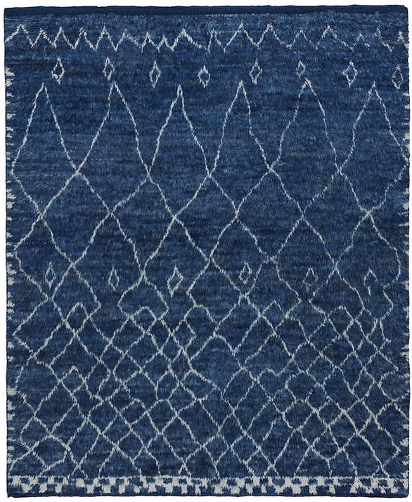 Berber blauw hoogpolig vloerkleed