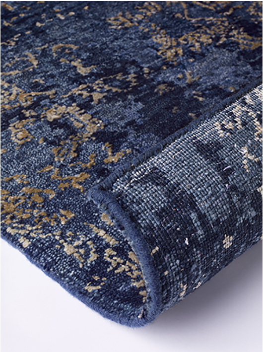 Luxury abstract blauw goud vloerkleed | Maat: 200 × 300 cm