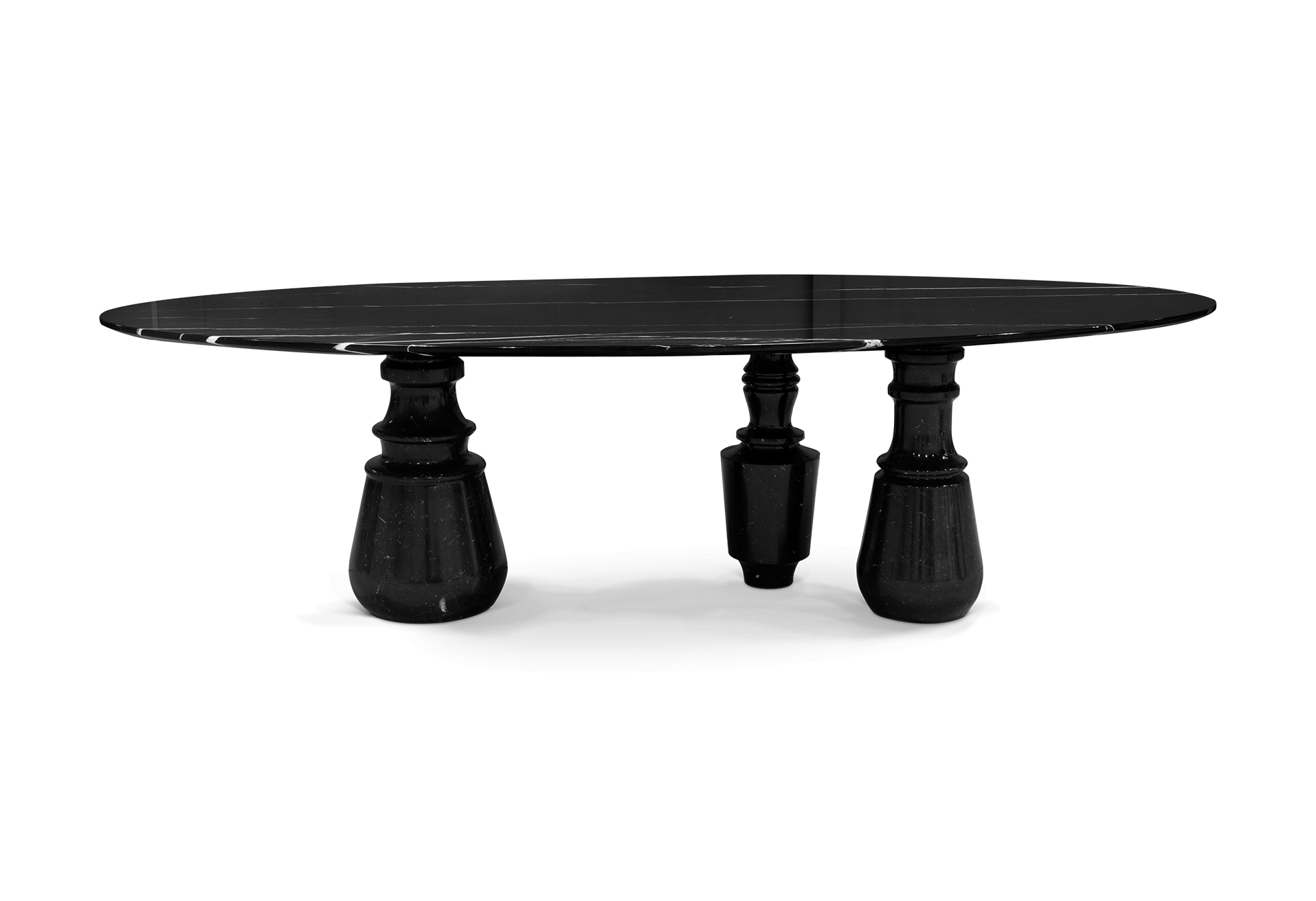 Grande table à manger ovale Obsidian XL Nero Marquina