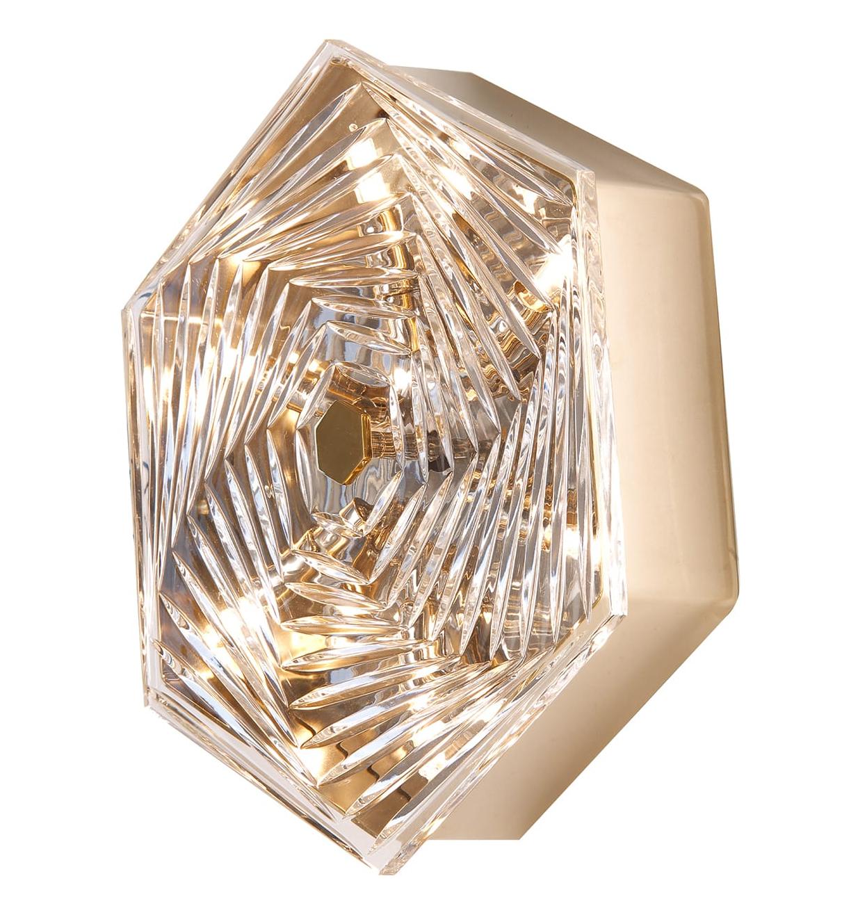 Zachtgouden zeshoekige kristallen wandlamp